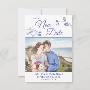 Save New Date wedding postponement photo purple