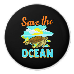Save Ocean Sea Turtle Biologist Turtles Marine Ceramic Knob