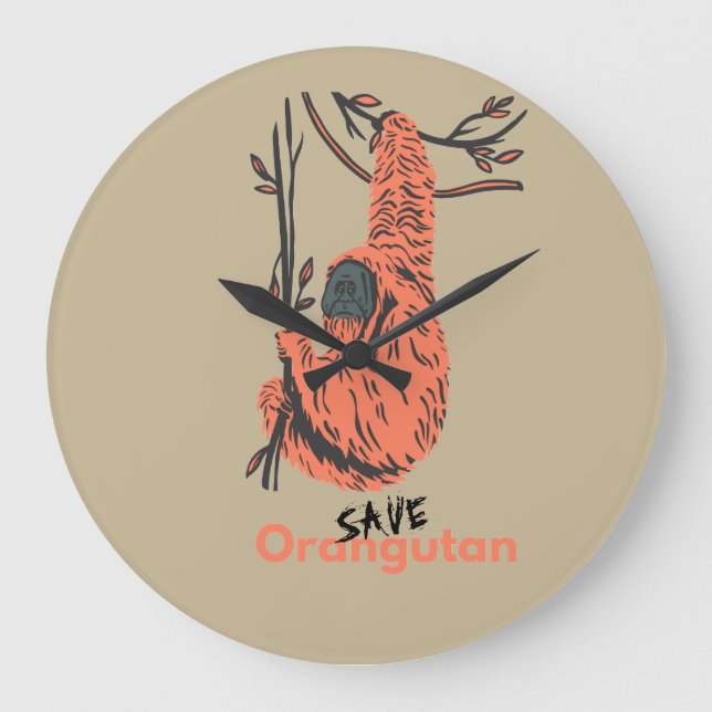 Save orangutan large clock (Front)