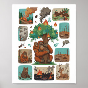 Save Orangutan Stop Deforestation Art Poster
