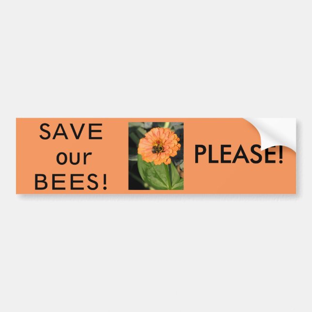 SAVE OUR BEES  PLEASE BUMPER STICKER (Front)