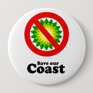 SAVE OUR COAST 10 CM ROUND BADGE