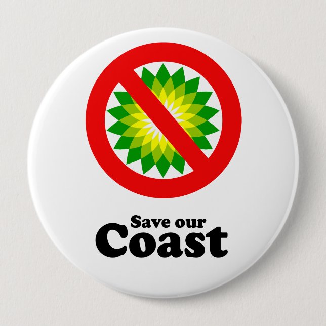 SAVE OUR COAST 10 CM ROUND BADGE (Front)