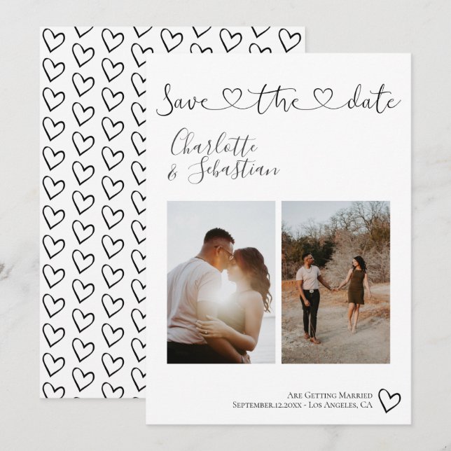 Save Our Date Handwritten Heart Personalised Photo Save The Date (Front/Back)