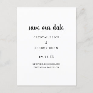 Save Our Date Minimalist Black White Save the Date Announcement Postcard