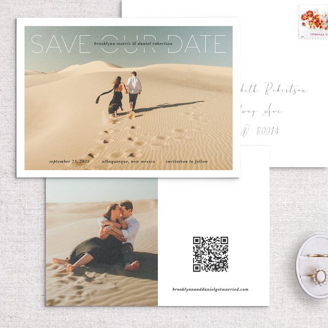 Save Our Date Modern Name Detail Photo Card (Creator Uploaded)