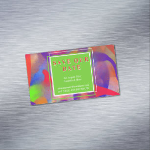 Save our Date: modern, raspberry red Magnetic Business Card