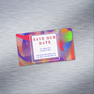 Save our Date: modern, raspberry red Magnetic Business Card