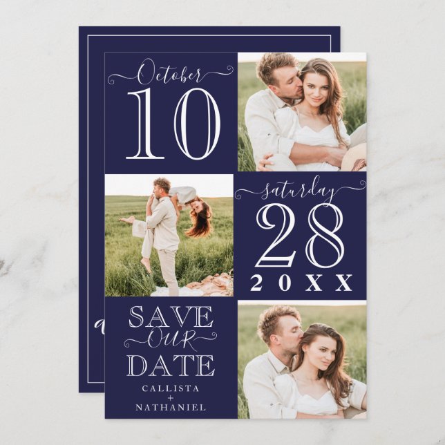 Save Our Date Modern Typography Monogram Photo Save The Date (Front/Back)