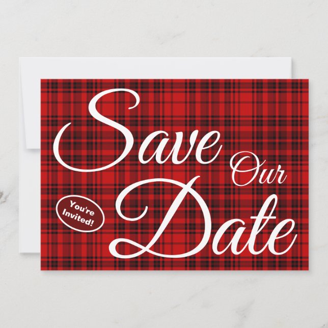 Save Our Date Newly Weds White Typography Chequere Invitation (Front)