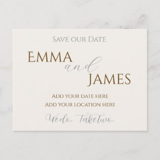 Save our Date Postcard minimalist & elegant