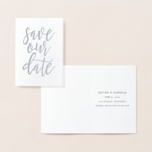 Save Our Date Real Foil Script Style 3 Card