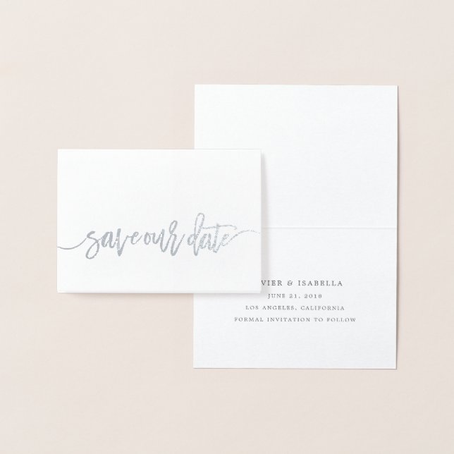 Save Our Date Real Foil Script Style 4 Foil Card (Display)