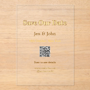 Save our date Scan QR for details name date webite Acrylic Invitations