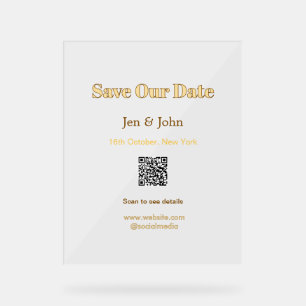 Save our date Scan QR for details name date webite Acrylic Sign