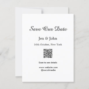 Save our date Scan QR for details name date webite Postcard