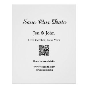 Save our date Scan QR for details name date webite Poster