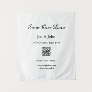 Save our date Scan QR for details name date webite Tapestry