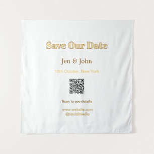 Save our date Scan QR for details name date webite Tapestry