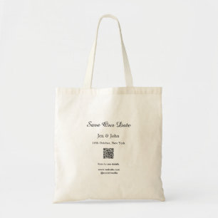 Save our date Scan QR for details name date webite Tote Bag