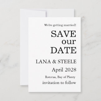 SAVE OUR DATE SIMPLE STYLISH MODERN WHITE WEDDING INVITATION