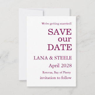 SAVE OUR DATE SIMPLE STYLISH MODERN WHITE WEDDING INVITATION