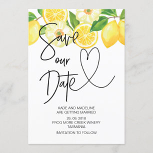 Save Our Date Summer Lemon Wedding Invitation