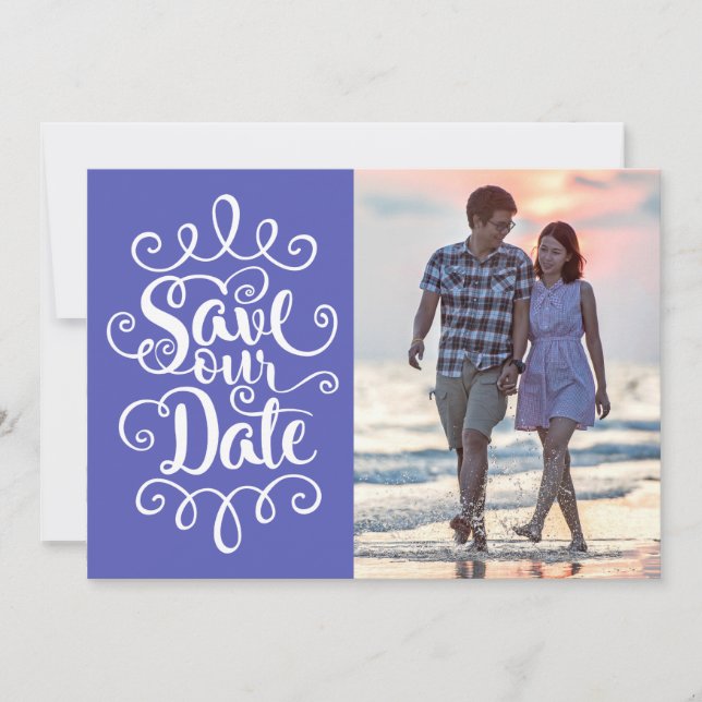 Save Our Date Wedding | Handwritten Ornate Script Invitation (Front)