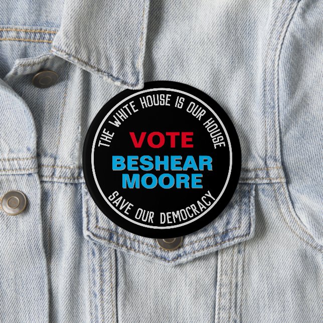 Save Our Democracy Vote BESHEAR MOORE Campaign 10 Cm Round Badge (In Situ)