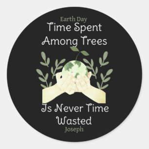 save our earth, earth day, love earth, personalise classic round sticker