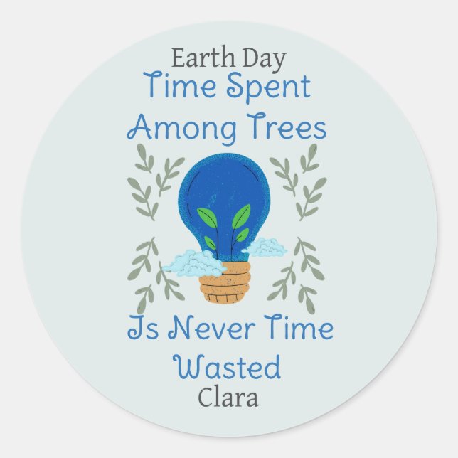 save our earth, earth day, love earth, personalise classic round sticker (Front)