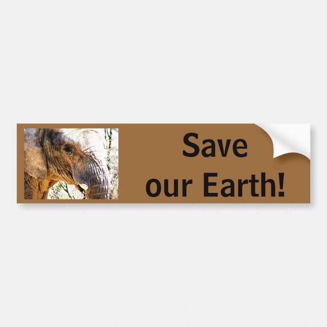 Save our Earth! Elephant Photo Bumper Sticker (Front)