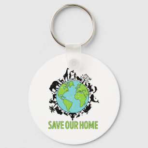 Save Our Home Animals Earth Day Planet Anniversary Key Ring