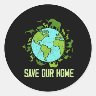 Save Our Home Animals Wildlife Conservation Earth Classic Round Sticker