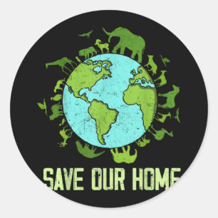 Save Our Home Animals Wildlife Conservation Earth Classic Round Sticker