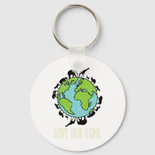 Save Our Home Animals Wildlife Conservation Earth Key Ring