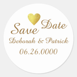 save our love date . wedding  classic round sticker