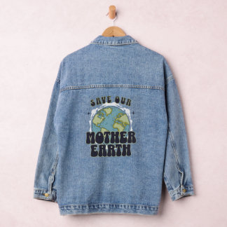 Save our mothe earth  denim jacket