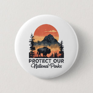 Save Our National Parks Resist Service Bison Buffa 6 Cm Round Badge