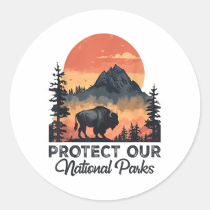 Save Our National Parks Resist Service Bison Buffa Classic Round Sticker