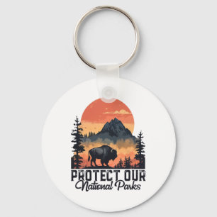 Save Our National Parks Resist Service Bison Buffa Key Ring