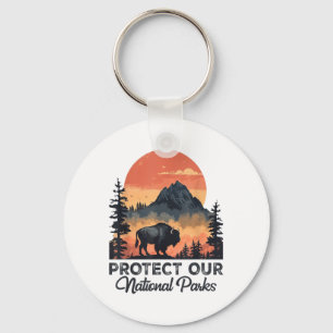 Save Our National Parks Resist Service Bison Buffa Key Ring
