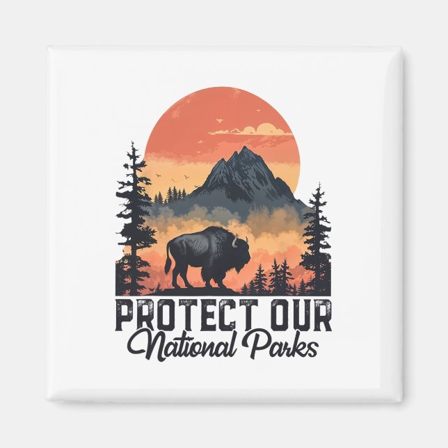 Save Our National Parks Resist Service Bison Buffa Magnet (Front)