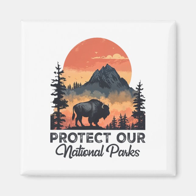 Save Our National Parks Resist Service Bison Buffa Magnet (Front)