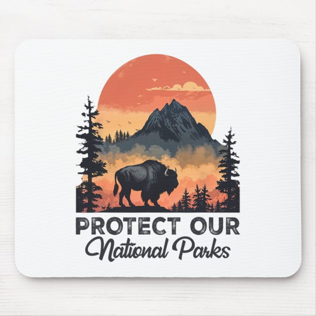 Save Our National Parks Resist Service Bison Buffa Mouse Mat (Front)