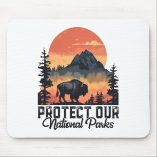 Save Our National Parks Resist Service Bison Buffa Mouse Mat