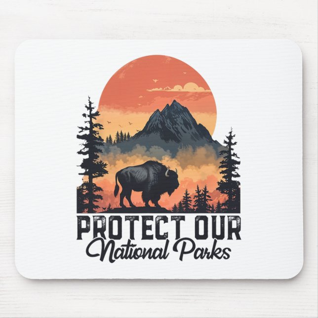Save Our National Parks Resist Service Bison Buffa Mouse Mat (Front)