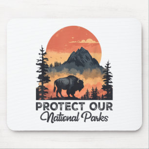 Save Our National Parks Resist Service Bison Buffa Mouse Mat