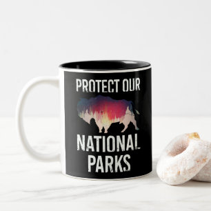 Save Our National Parks Retro Bison Explore Resist Two-Tone Coffee Mug
