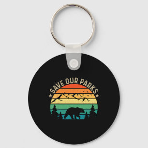 Save Our National Parks Retro Hiking  Key Ring
